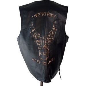 Vintage Leather King Mens 48 Deadstock Americana Embossed‎ Motorcycle Vest NWT